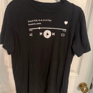 Black T-Shirt with Music Track Print of Good Kid, mAAd City by K. Lamar, Men’s L